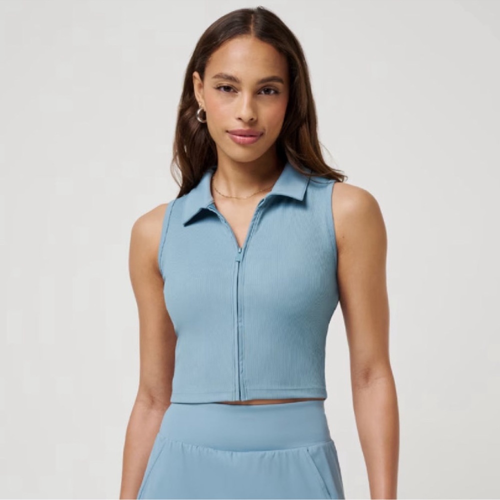 NWT TravisMathew Midline MoveKnit Sleeveless Golf Polo | Smoky Blue | Size XXL